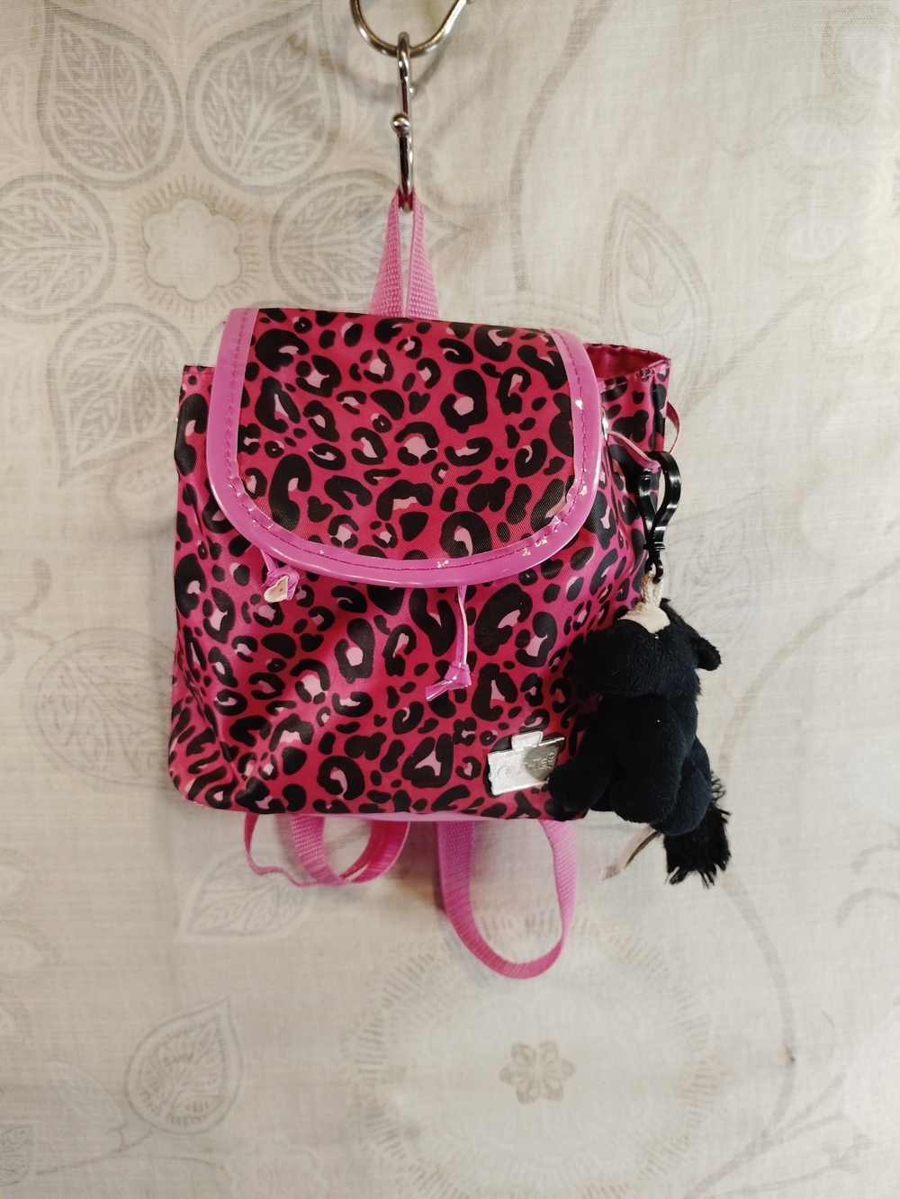 Caboodles Pink Leopard Print Mini Backpack with Plush Charm